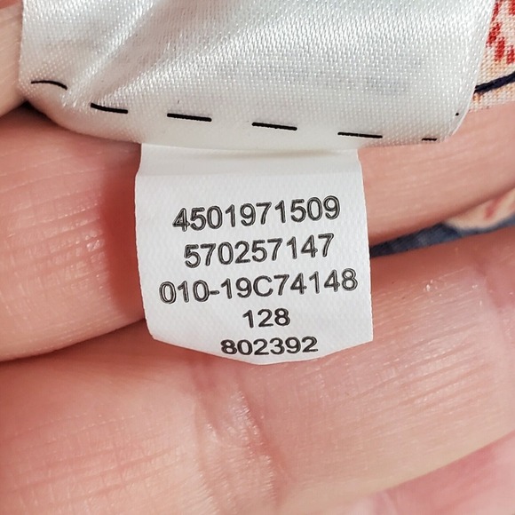 Chico’s Women Shirt Size 2 US 12 Floral Button Up 3/4 Sleeve Navy Orange Pink - Picture 7 of 12